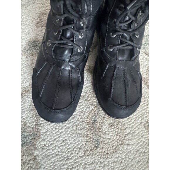UGG Butte Sheepskin Vibran Lace Up Boots Winter Mens Size10 Black Leather Chukka - Picture 5 of 12